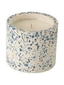 Candela profumata Terrazzo, Contenitore: gres, Crema, blu, Ø 11 x Alt. 9 cm