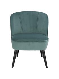 Fauteuil cocktail en velours Lucky, Revêtement : bleu-vert Pieds : noir, larg. 59 x prof. 68 cm