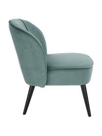 Fluwelen cocktailfauteuil Luckygrün, Bekleding: fluweel (polyester) Met 3, Poten: rubberhout, gelakt, Fluweel blauwgroen, B 59 x D 68 cm