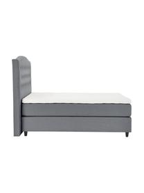 Premium Boxspringbett Royal in Grau, Matratze: 5-Zonen-Taschenfederkern, Füße: Massives Birkenholz, lack, Webstoff Grau, 200 x 200 cm