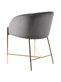 Zamatová čalúnená stolička s opierkami Nelson, Zamat tmavosivá, nohy zlatá, Š 56 x V 55 cm