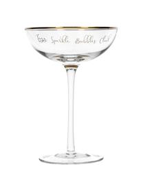 Coppa da champagne con scritta Fizz 2 pz, Vetro, Trasparente, dorato, Ø 12 x Alt. 18 cm