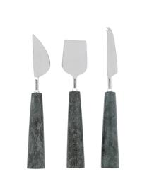 Set 3 coltelli da formaggio in marmo Bluma, Manico: marmo, Coltello: acciaio, Verde marmorizzato, argentato, Lung. 24 cm