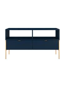 Mueble de TV con cajones Polka, Estructura: tablero de fibra de alta , Azul oscuro, An 120 x Al 65 cm