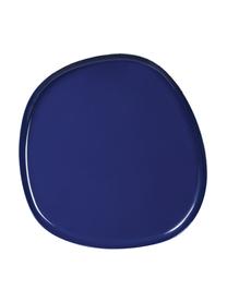 Bandeja decorativa pequeña de metal Imperfect, Metal recubierto, Azul oscuro, An 13 x F 13 cm