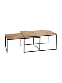 Set de mesas de centro de madera y metal Kentin, 2 pzas., Tablero: madera de mango, Estructura: metal pintado, Marrón, Set de diferentes tamaños