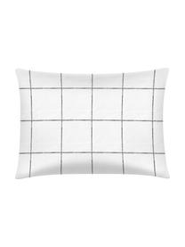 Funda de almohada de percal Juna, Blanco y negro a cuadros, An 50 x L 70 cm