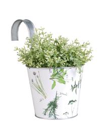 Závěsný obal na květináč Herbs, Potažený kov, Bílá, Š 25 cm, V 26 cm
