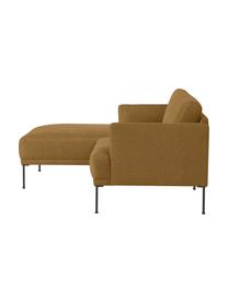 Kleines Ecksofa Fluente, Bezug: 100 % Polyester Der strap, Gestell: Massives Kiefernholz, FSC, Füße: Metall, pulverbeschichtet, Webstoff Senfgelb, B 198 x T 152 cm, Eckteil links