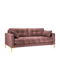 Sofa z aksamitu Mamaia (2-osobowa), Tapicerka: aksamit poliestrowy Dzięk, Stelaż: lite drewno sosnowe, skle, Nogi: metal lakierowany, Blady różowy, S 177 x G 92 cm