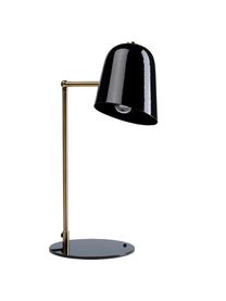Grote design bureaulamp Clive, Lampenkap: gepoedercoat staal, Lampvoet: gepoedercoat staal, Messingkleurig, zwart, 27 x 56 cm