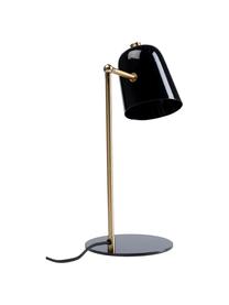 Grote design bureaulamp Clive, Lampenkap: gepoedercoat staal, Lampvoet: gepoedercoat staal, Messingkleurig, zwart, 27 x 56 cm