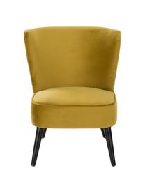 Fauteuil cocktail vintage en velours jaune Robine, Jaune olive, larg. 63 x prof. 73 cm