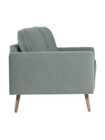 Samt-Sofa Saint (3-Sitzer) in Salbeifarben mit Eichenholz-Füssen, Bezug: Samt (Polyester) Der hoch, Gestell: Massives Eichenholz, Span, Samt Salbeifarben, B 210 x T 93 cm