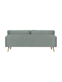 Sofa z aksamitu z nogami z drewna dębowego Saint (3-osobowa), Tapicerka: aksamit (poliester) Dzięk, Szałwiowozielony aksamit, S 210 x G 93 cm