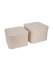 Set de cajas Ludvig, 2 pzas., Cartón laminado macizo, Dorado, blanco, Set de diferentes tamaños