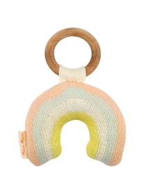 Hochet en coton bio Rainbow, Rose, bleu, crème, jaune