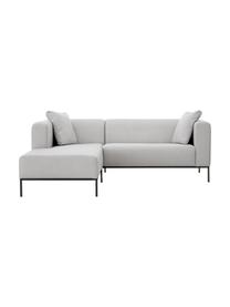 Ecksofa Carrie mit Metall-Füßen, Bezug: Polyester 50.000 Scheuert, Gestell: Spanholz, Hartfaserplatte, Füße: Metall, lackiert, Webstoff Grau, B 222 x T 180 cm, Eckteil links