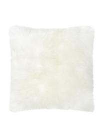 Housse de coussin en peau de mouton Oslo, lisse, Blanc crème, larg. 40 x long. 40 cm