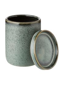 Contenitore con coperchio Mila, Ceramica, smaltata, Verde grigio, Ø 10 x Alt. 11 cm