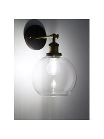 Lampada da parete New York Loft No.2, Paralume: vetro, Struttura: ottone, Nero, ottone trasparente, Larg. 20 x Alt. 35 cm