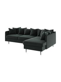 Sofa narożna z aksamitu Esme, Tapicerka: 100% aksamit poliestrowy, Stelaż: drewno liściaste, drewno , Nogi: metal powlekany Dzięki tk, Antracytowy, S 255 x G 165 cm