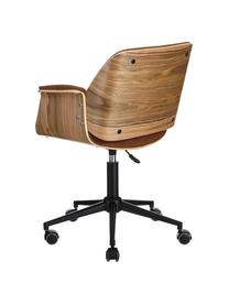 Kunstleder-Bürodrehstuhl Marbella in Braun, höhenverstellbar, Bezug: Kunstleder, Beine: Edelstahl, beschichtet, Sitzschale: Holz, Braun, Braun, Schwarz, B 59 x T 57 cm