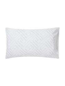 Fundas de almohada de satén Atina, 2 uds., 50 x 80 cm, Blanco, gris claro, An 50 x L 80 cm