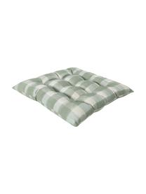 Kariertes Baumwoll-Sitzkissen Milène, Bezug: 100% Baumwolle, Salbeigrün, Weiß, B 40 x L 40 cm