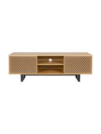 Mueble de TV en roble Camden, Patas: madera de abedul pintada, Roble, negro, An 150 x Al 50 cm