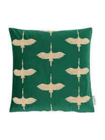 Coussin 45x45 velours turquoise doré Crane, Vert, couleur dorée