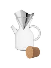 Set de cafetera de vidrio Vetro, 3 pzas., Transparente, acero inoxidable, 1 L