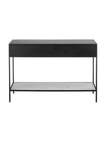 Konzolový stolík Lenny so zásuvkami, Čierna, bielo-sivá mramorová