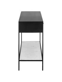 Consola Lenny, con estante de mármol, Cuerpo: tablero de fibras de dens, Estante: mármol, Estructura: metal, con pintura en pol, Negro, mármol blanco grisaceo, An 120 x Al 80 cm