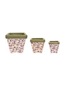 Petit pot de fleurs Cerino, 3 élém., Céramique, Lilas, beige, gris, Lot de différentes tailles