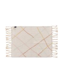 Tapis de bain écru à franges Safari, 100 % coton, Ecru, multicolore, larg. 50 x long. 70 cm