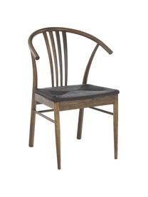 Silla con reposabrazos York, Estructura: madera de roble curtida, Asiento: cuerda trenzada, Negro, marrón oscuro, An 54 x F 54 cm