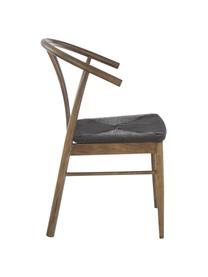 Silla con reposabrazos York, Estructura: madera de roble curtida, Asiento: cuerda trenzada, Negro, marrón oscuro, An 54 x F 54 cm