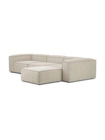 Modulares Sofa Lennon (4-Sitzer) aus Cord mit Hocker, Bezug: Cord (92 % Polyester, 8 %, Gestell: Massives Kiefernholz FSC-, Cord Hellbeige, B 327 x T 207 cm