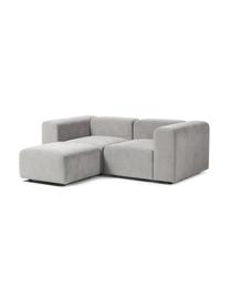 Modulares Sofa Lena (3-Sitzer) mit Hocker, Bezug: Webstoff (88% Polyester, , Gestell: Kiefernholz, Schichtholz,, Füße: Kunststoff, Webstoff Hellgrau, B 209 x T 181 cm
