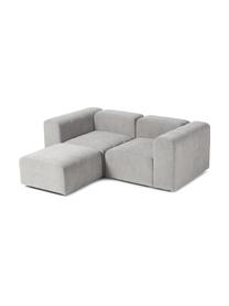 Modulares Sofa Lena (3-Sitzer) mit Hocker, Bezug: Webstoff (88% Polyester, , Gestell: Kiefernholz, Schichtholz,, Füße: Kunststoff, Webstoff Hellgrau, B 209 x T 181 cm