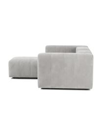 Modulares Sofa Lena (3-Sitzer) mit Hocker, Bezug: Webstoff (88% Polyester, , Gestell: Kiefernholz, Schichtholz,, Füße: Kunststoff, Webstoff Hellgrau, B 209 x T 181 cm