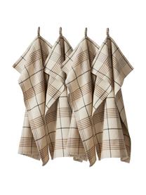 Theedoeken Ellery, 4 stuks, 100% katoen, afkomstig van duurzame katoenteelt, Beige, bruintinten, 50 x 70 cm