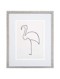 Stampa digitale incorniciata Picasso's Flamingo, Immagine: stampa digitale, Cornice: plastica effetto vintage, Nero, bianco, argentato, L 40 x A 50 cm