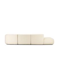 Modulaire chaise longue Sofia, Bekleding: 100% polypropyleen. Met 2, Frame: massief grenen, spaanplaa, Poten: kunststof., Geweven stof crèmewit, B 340 x D 95 cm, rugleuning rechts