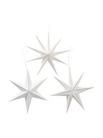 Závesná dekorácia (hviezda) Mariola, 3 ks, Papier, Biela, Ø 20 x V 20 cm