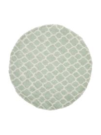 Runder Hochflor-Teppich Mona in Mintgrün/Creme, Flor: 100% Polypropylen, Mintgrün, Cremeweiss, Ø 150 cm (Grösse M)