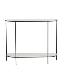 Console avec tablettes en marbre Migona, Blanc, noir, larg. 100 x haut. 83 cm