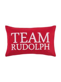 Poszewka na poduszkę Rudolph, 60% wełna, 40% poliester, Czerwony, biały, S 30 x D 50 cm