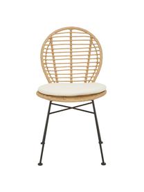 Polyrattan-Stühle Cordula mit Sitzkissen, 2 Stück, Sitzfläche: Polyethylen-Geflecht, Gestell: Metall, pulverbeschichtet, Sitzkissen: 100% Polyester, Hellbraun, Schwarz, B 48 x T 57 cm